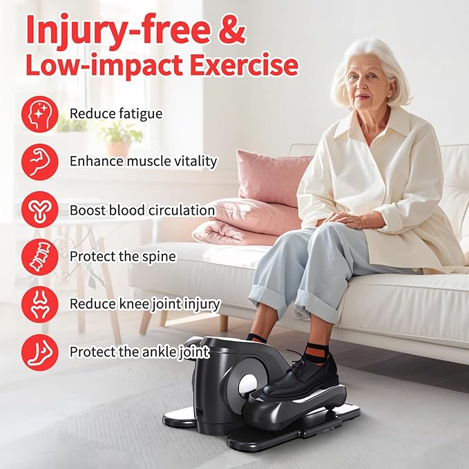 Under Desk Elliptical Exercise Machine with Remote Control & 12 Speeds, Quiet Elliptical Machine for Home Use, Ellipse Leg Exerciser as Seen on TV, Electric Leg Exerciser While Sitting for Seniors