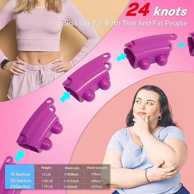 Brebon Weighted Hoola Exercise Fit Hoops Plus Size 2 in 1 Weight 24 Detachable