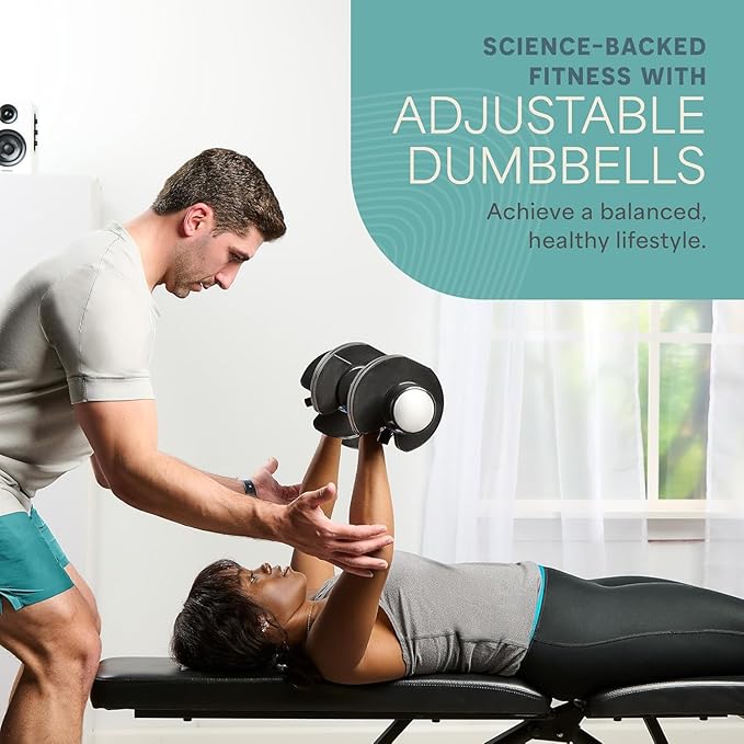 Lifepro Adjustable Dumbbells Set - 5in1-15lb 25lb 43lb weights Set & Single with Rack - Quick Adjust, Secure Grip - Compact Hand Weights for Men Women Home Gym