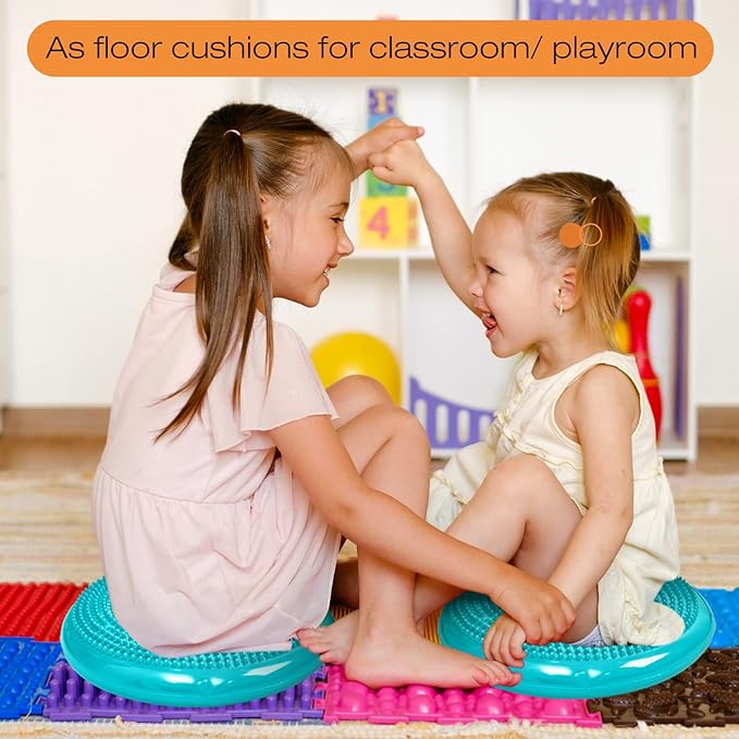 Amylove 6 Pcs Inflated Wobble Cushion Pump Wiggle Seat for Sensory Kids Flexible Seating Exercise Balance Disc Sensory Chair for Office School Home Equipment, Pump Included