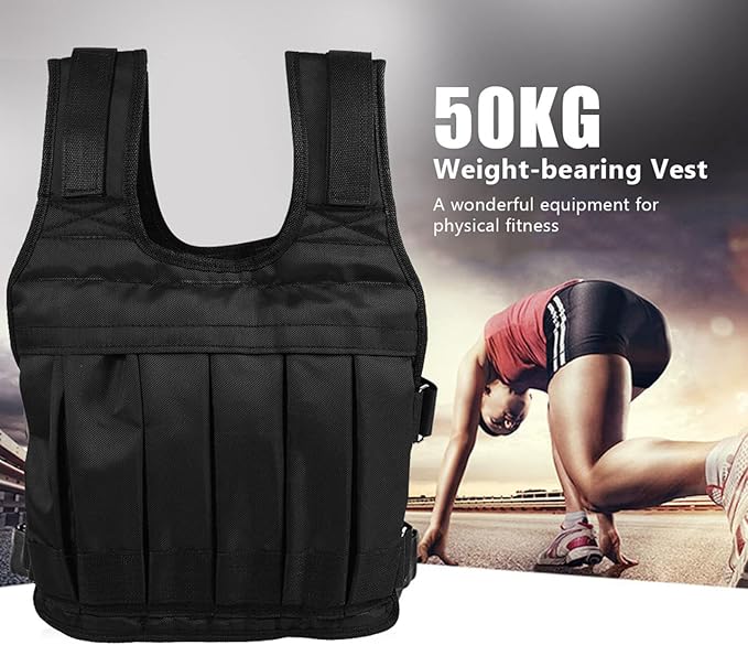 Weighted Vest, To Fit Large Big Guy Weighted Vests, Oxford Cloth Heavy Duty 50KG Weighted Vest Strength Training Jacket for Workout Fitness