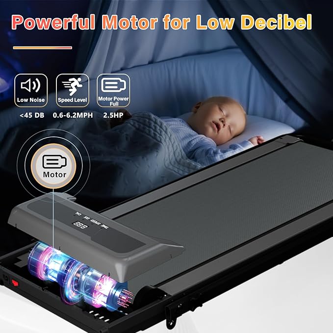 Treadmill with Incline, Walking Pad Foldable Treadmills for Home with 2.5HP, Speed 6.2-7.6MPH Walking Pad with Handle Bar, Remote Control and LED Display
