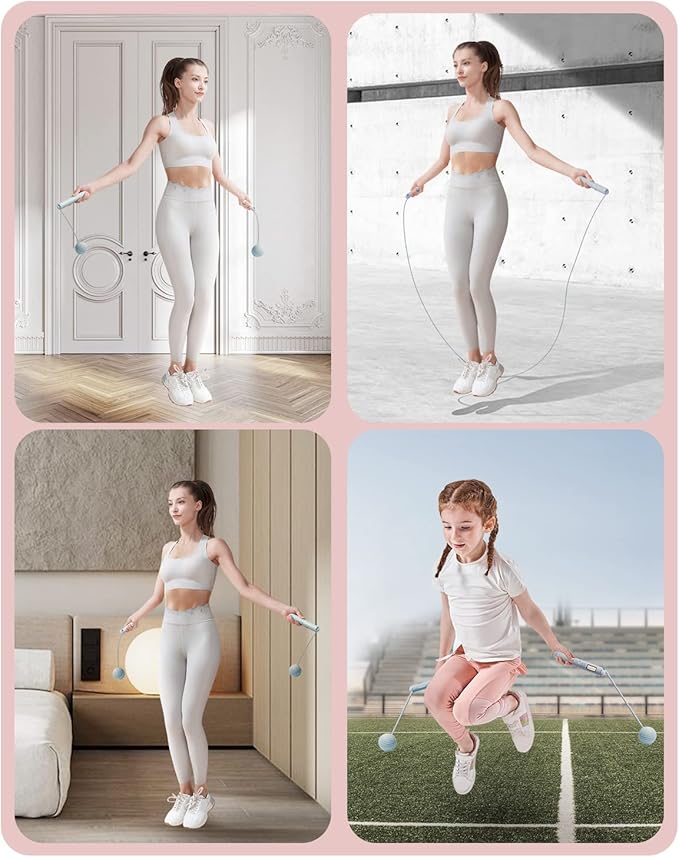YOTTOY Skipping Ropes for Adults -Cordless Counter Jump Rope with Large Cordless Ball-Weighted Jump Rope for Women with LCD Display