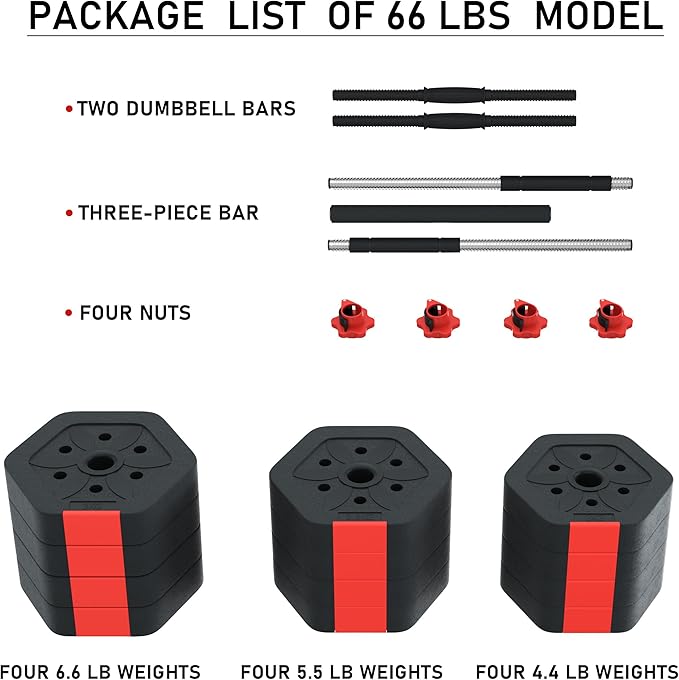 VIVITORY Barbell Weight Set 55/66/88 lb