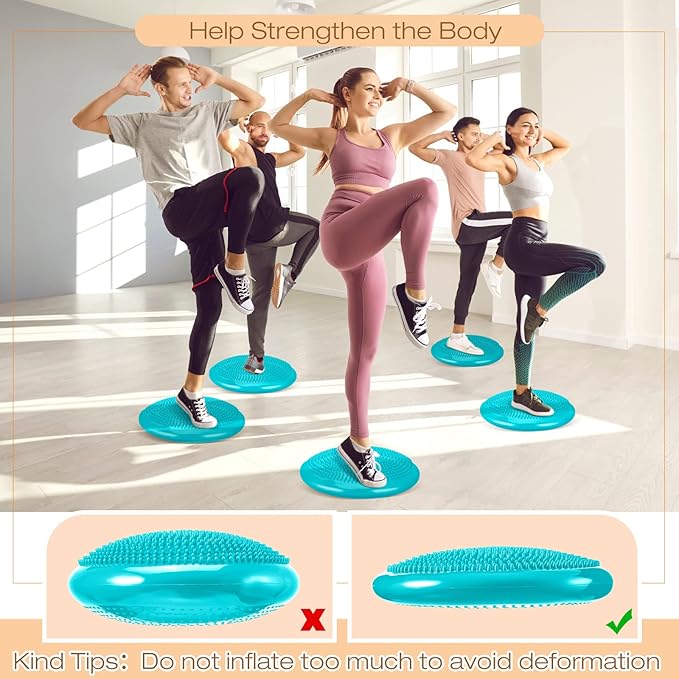 Amylove 6 Pcs Inflated Wobble Cushion Pump Wiggle Seat for Sensory Kids Flexible Seating Exercise Balance Disc Sensory Chair for Office School Home Equipment, Pump Included