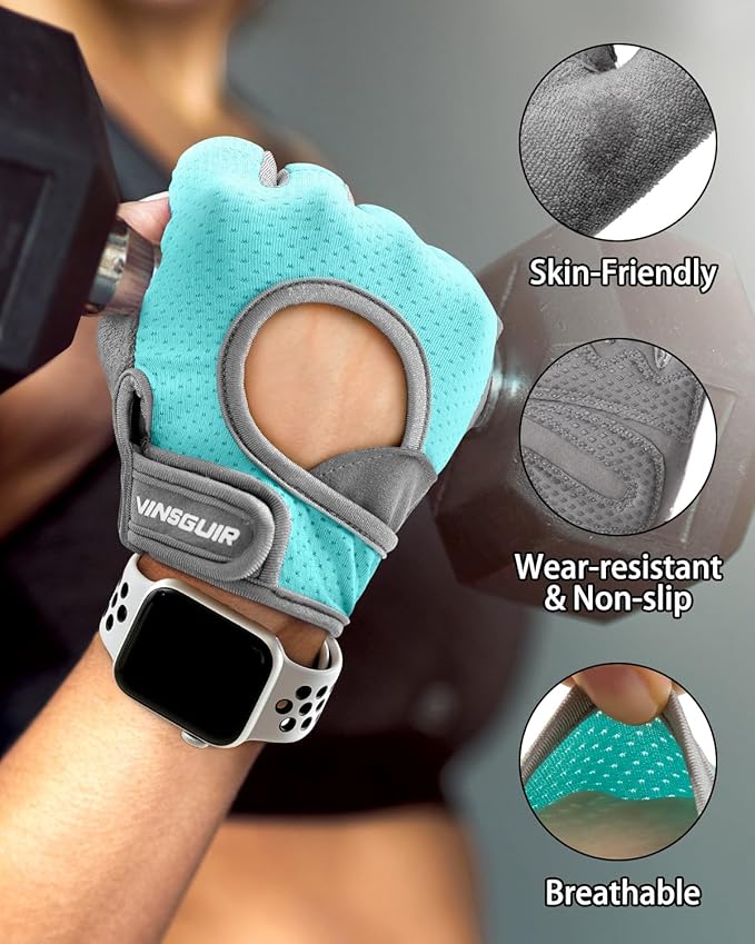 VINSGUIR Breathable Workout Gloves for Women, Weight Lifting Gloves for Gym, Cycling, Exercise, Fitness and Training, with Excellent Grip and Cushion Pads