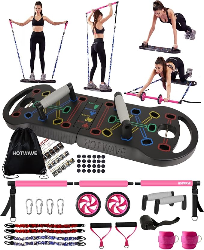 HOTWAVE Portable Exercise Equipment with 16 Gym Accessories.20 1 Push