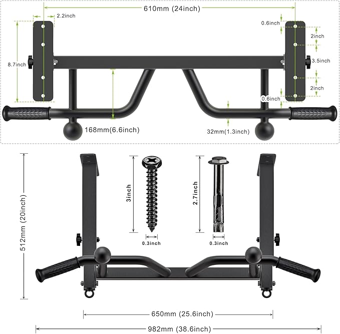 SELEWARE 24" Adjustable Ceiling Mounted Pull Up Bar