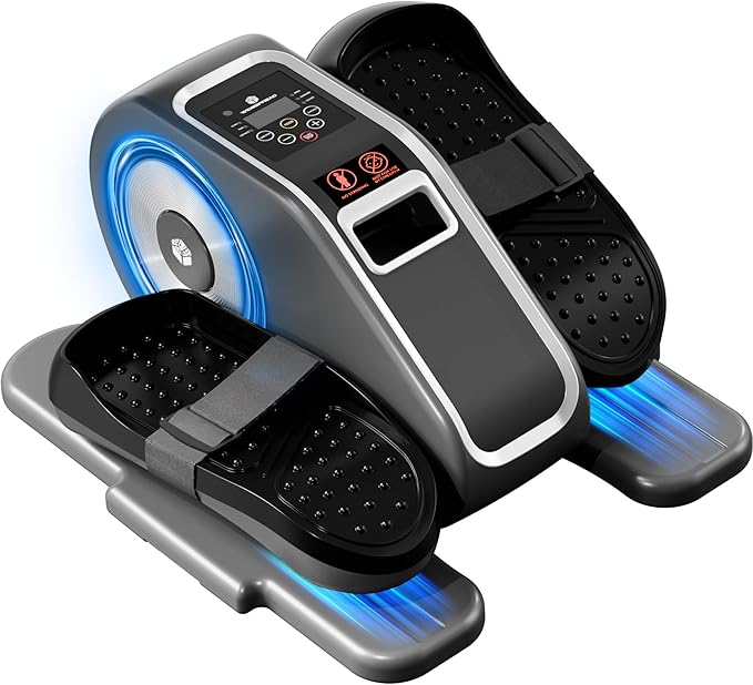 Under Desk Elliptical Machine, Electric Seated Leg Exerciser, Mini Ellipse with Remote, 12 Speed Levels, Forward & Reverse Direction, Manual & Auto Mode for Home & Office