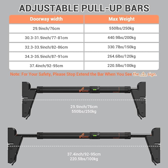 Sportneer Pull Up Bar: Adjustable Width Locking Mechanism