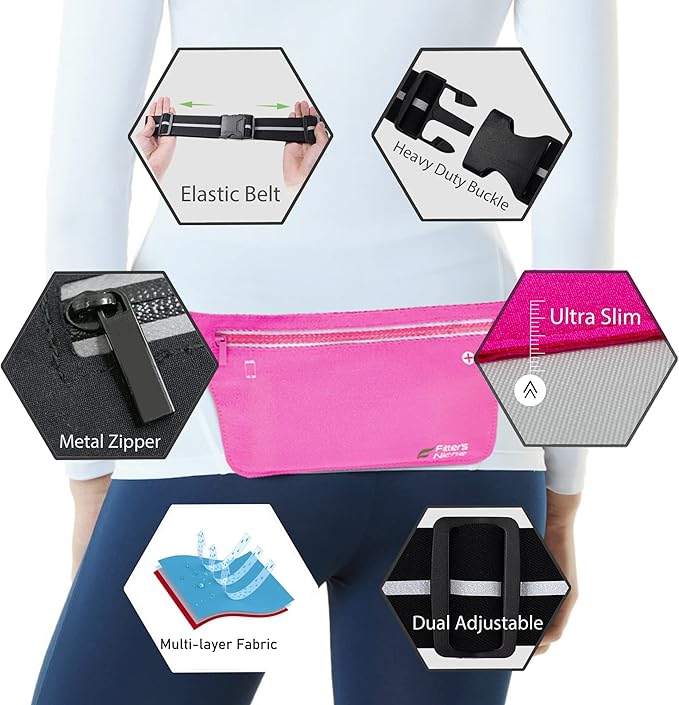 UltraSlim Fanny Waist Pack – Water Resistant Bag 24 to 43inch Waists, 6.7inch –