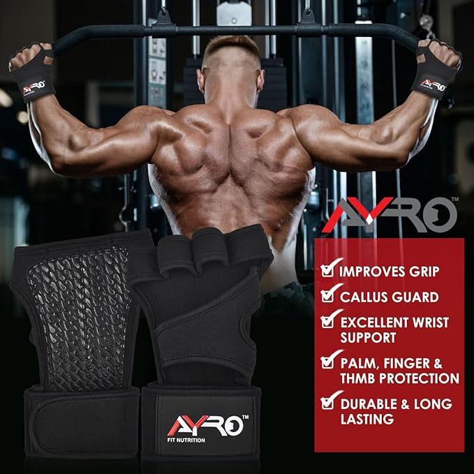 AYRO Ventilated Weightlifting Workout Gloves for Men & Women, Gym Gloves with Built-in Wrist Wraps for Men & Women-Best for Weightlifting, Gym Fitness, Hand Support & Cross Training