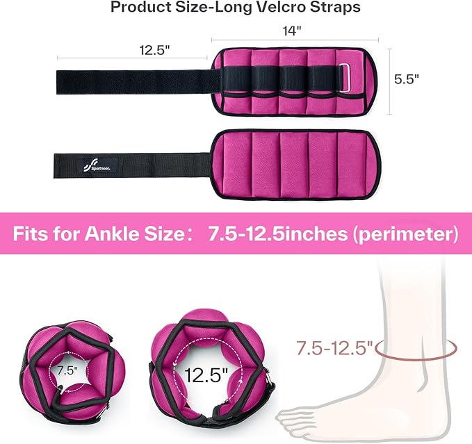 Sportneer Adjustable Ankle Weights 1 Pair 2 4 6 8 8 10 10 Lbs Jogging,1-5 lbs 1 Pair 2-10 lbs