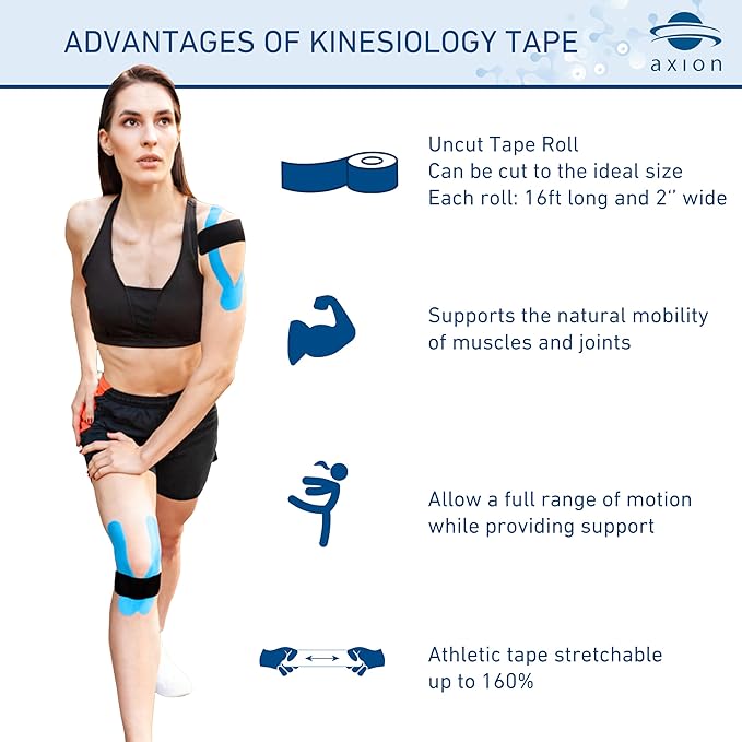 Kinesiology Tape Uncut | 2 Rolls of Athletic Sports Tape in Pink and Beige | 16ft Length and 2'' Width per Roll | Waterproof • Skin-Friendly • Elastic | Ideal for Sports | axion