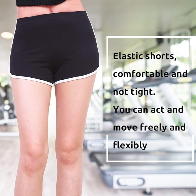 URATOT Women's Cotton Gym Yoga Summer Running Active Dance Elastic Shorts, Pack of 2