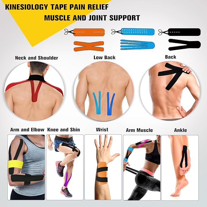 Pro Synthetic Kinesiology Tape 1 Roll, Athletic Sports Tape for Muscle Joint Support, Pain Relief for Knee Elbow Wrist Ankle, 2 in x 16.4 Ft, Beige