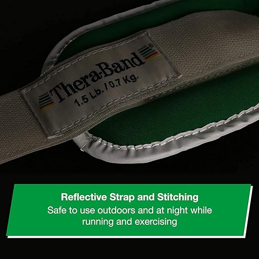 THERABAND Ankle Weights, Comfort Fit Wrist & Ankle Cuff Weight Set, Adjustable Walking Weights for Cardio, Home Workout, Ankle Strengthening & Physical Therapy, Green 1.5 lb. Each, Set of 2, 3 Pounds