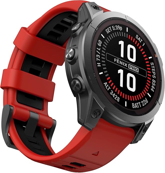 OVERSTEP Compatible with Fenix 7X Bands, 26mm Width Soft Silicone Replacement Strap for Fenix 7X Pro/Fenix 6X/ Fenix 5X/ Fenix 3 Smartwatch