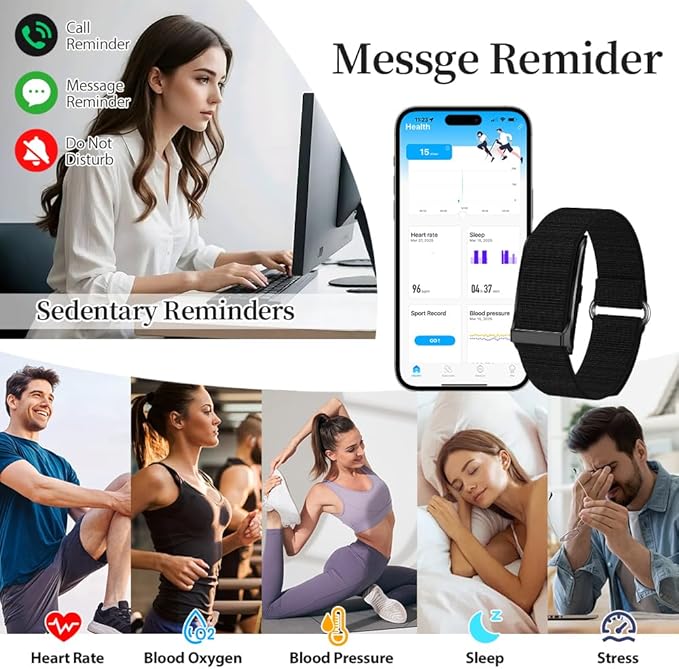 Smart Health Wristband for Men Women, Wearable Activity & Fitness Tracker with GPS, 100+ Sport Modes, Measuring Heart Rate, Health, Sleep, Stress, IP68 Waterproof Health Tracker with Free App