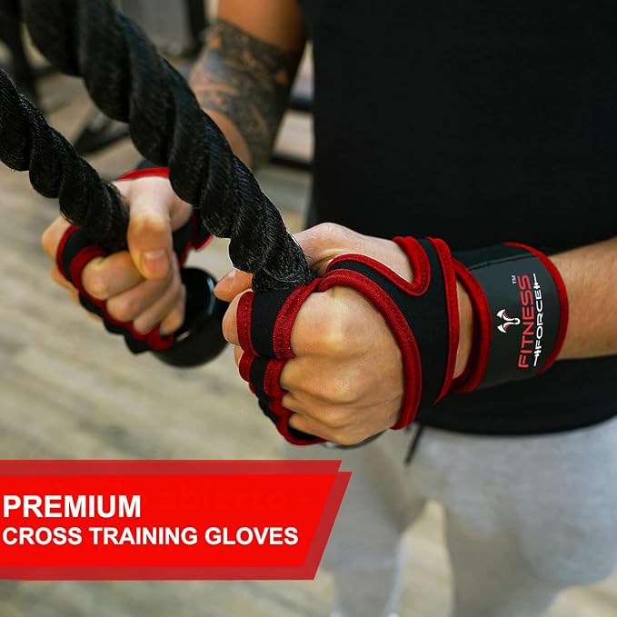FITNESS FORCE Ventilated Gym Gloves for Men with Built-in Wrist Support for Workouts Weightlifting Gloves Workout Gloves for Women Exercise Fitness Gloves Perfect for Powerlifting, Cross Training