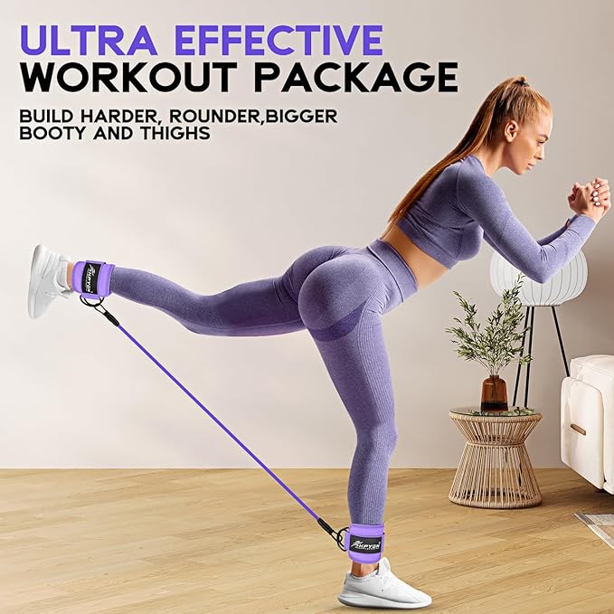 Ankle Resistance Bands, Ankle Bands for Working Out with Cuffs, Resistance Bands for Leg Butt Training Workout Equipment for Kickbacks Hip Gluteus Training Exercises, Ankle Strap with Exercise Bands