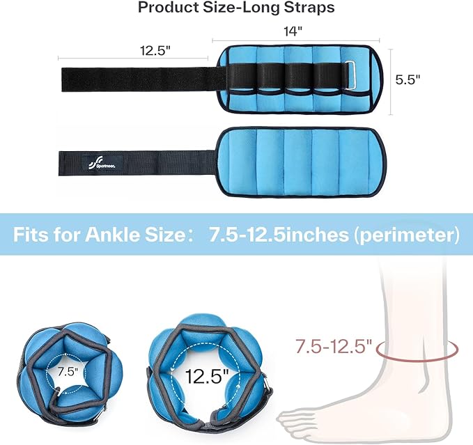 Sportneer Adjustable Ankle Weights 1 Pair 2 4 6 8 8 10 10 Lbs Jogging,1-5 lbs 1 Pair 2-10 lbs