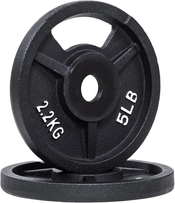 Signature Fitness Cast Iron Plate Weight Plate for Strength Training and Weightlifting, Olympic or Standard