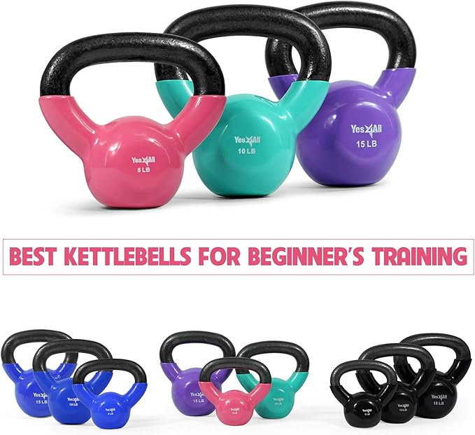 Yes4All Combo Kettlebells Vinyl Coated Weight Sets Great