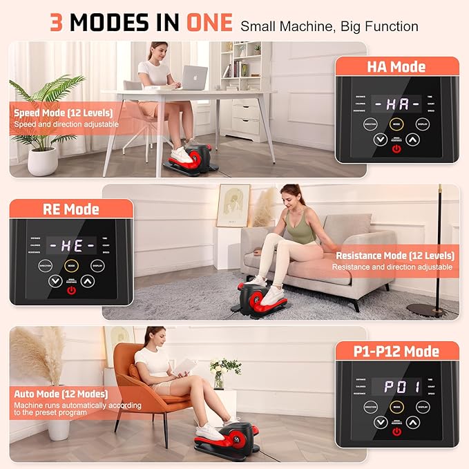 ANCHEER Under Desk Elliptical Machine, Electric Ellipse Leg Exerciser for Seniors with Remote Control, Quiet & Compact Pedal Exerciser, Manual & Auto Mode for Home and Office Use