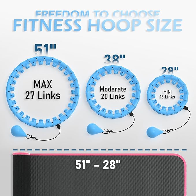 Weighted Hula Circle for Adults Weight Loss 51 Inch 27 Detachable