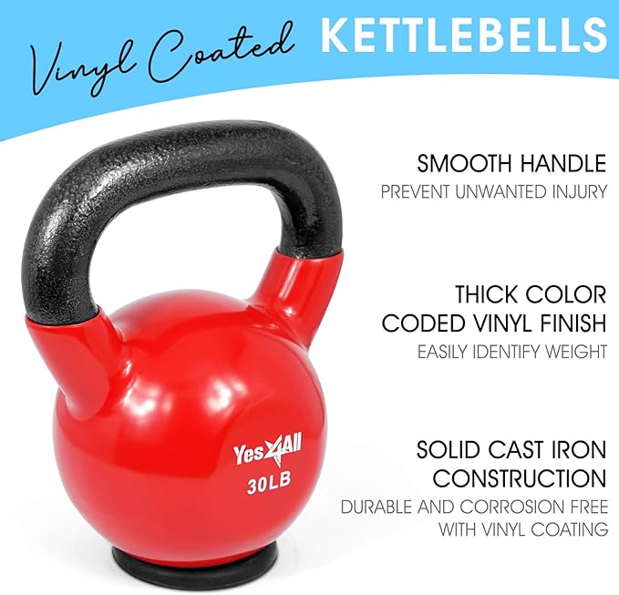 Yes4All Kettlebells Rubber Base (10-65 lbs)