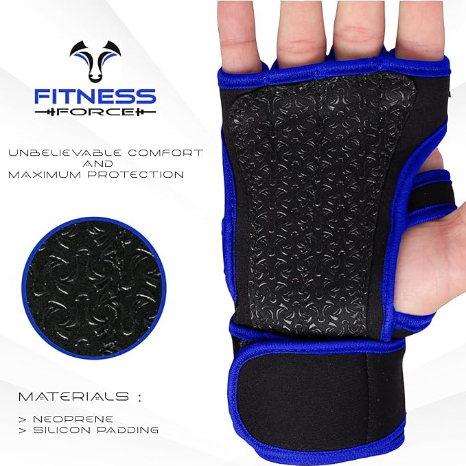 FITNESS FORCE Ventilated Gym Gloves for Men with Built-in Wrist Support for Workouts Weightlifting Gloves Workout Gloves for Women Exercise Fitness Gloves Perfect for Powerlifting, Cross Training