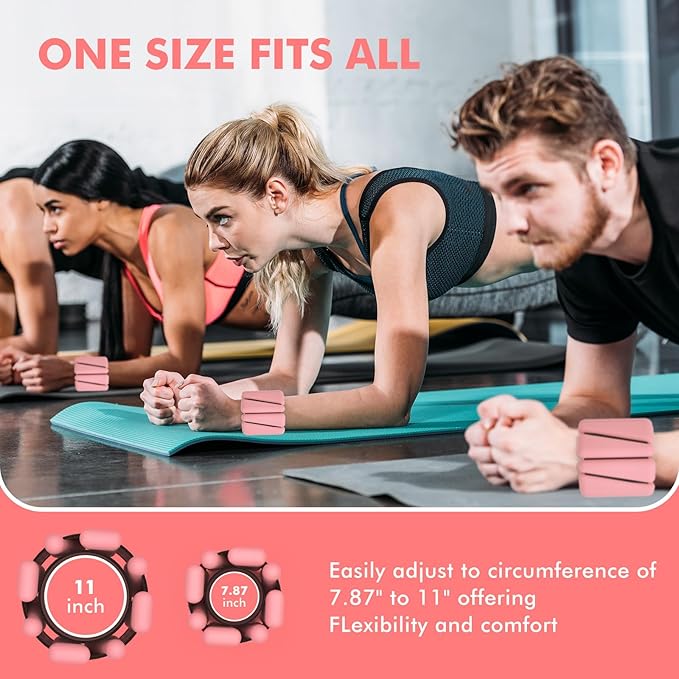 Wrist Weights, Ankle Weights for Women Men, Adjustable 2 (1LB (1LB Each)