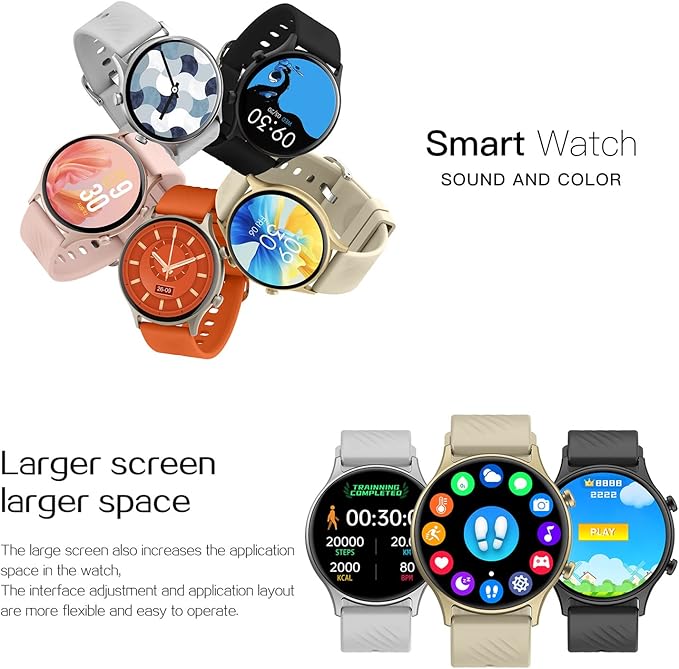 Smart Watch for Women Men Bluetooth Call (Make/Answer) Message Notification Sports Modes Heart Rate Blood Pressure Fitness Watch iOS Android Smartwatch Pedometer Step Counter Calorie Tracker