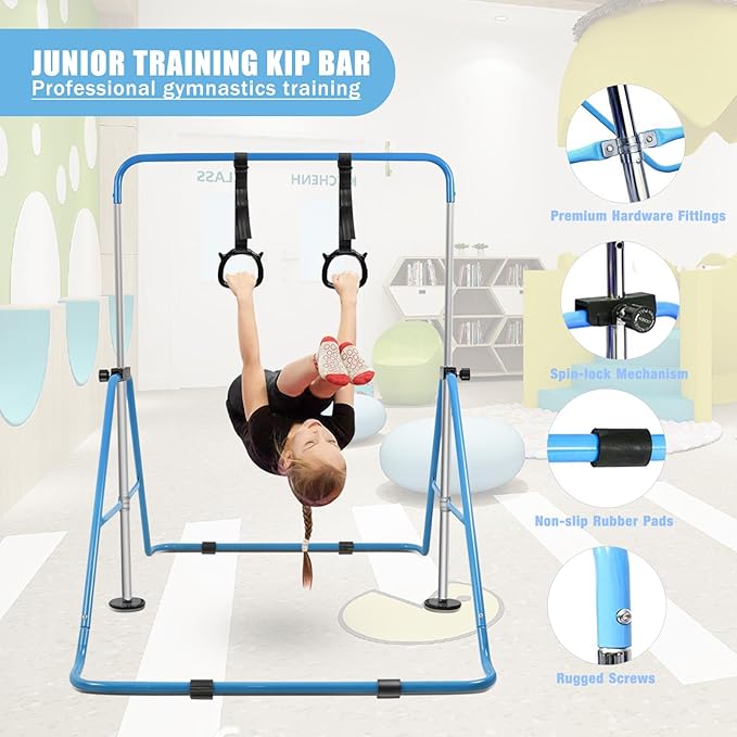 Gymnastics Bar for Home Expandable Adjustable Height Gymnastic