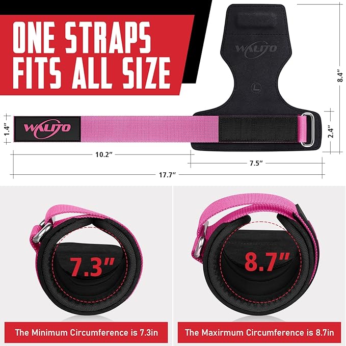 WALITO Weight Lifting Wrist Straps (Pair),Double Layer Leather Grips for Deadlift,Powerlifting and Gym Workouts, Adjustable Neoprene Padded Wrist Wraps - Men/Women, Heavy Duty Support