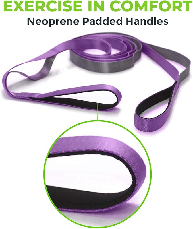 Gradient Fitness Stretching Strap for Physical Therapy 12 Multi-Loop 1.5" W 8' L,