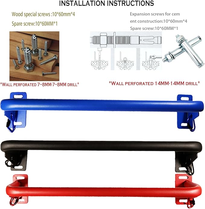 Pull-Up Bars.Door pull-up bar . Diameter 1.3 inches.Reinforced 520LBS upper