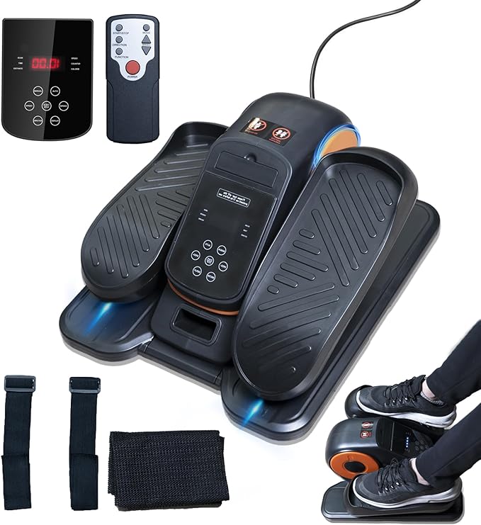 Under Desk Elliptical Machine, Ellipse Leg Exerciser for Seniors Adults with 12 Adjustable Speed, Quiet & Portable Seated Pedal Exerciser with Remote Control & Non-Slip Foot Straps