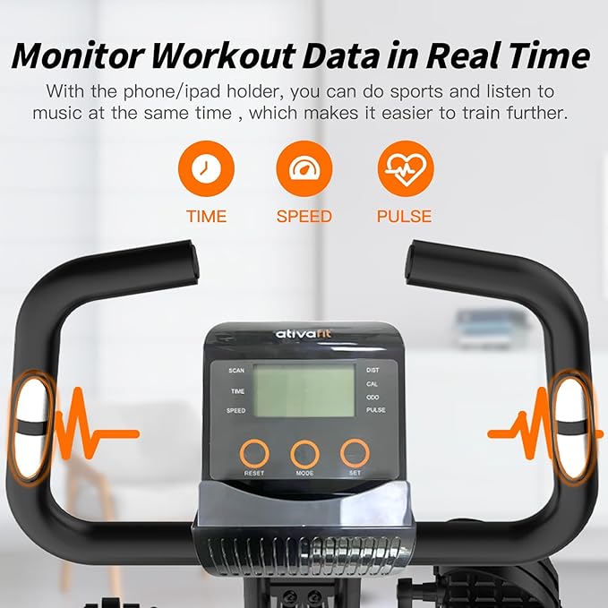 ATIVAFIT Exercise Bike Foldable Fitness Indoor Cycling Bike Magnetic 3 in 1 Upright Recumbent Exercise Bike with Resistance Bands for Home Workout