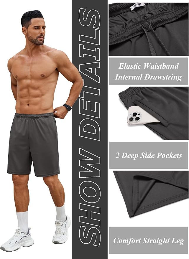 COOFANDY Men's Gym Workout Shorts 7 Inch Stretch Athletic Shorts Lightweight Running Training Short Pants with Pockets
