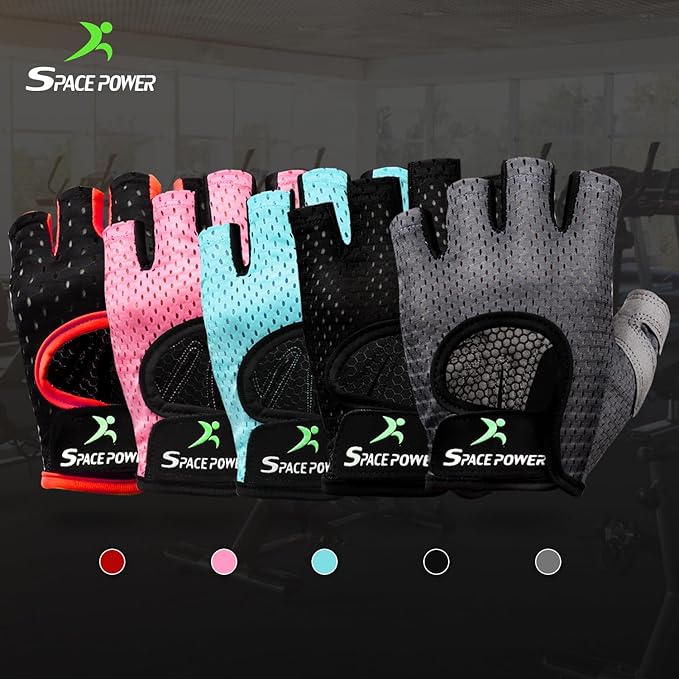 spacepower Workout Gloves - Lightweight Breathable Gym Gloves for Women & Men's Exercise