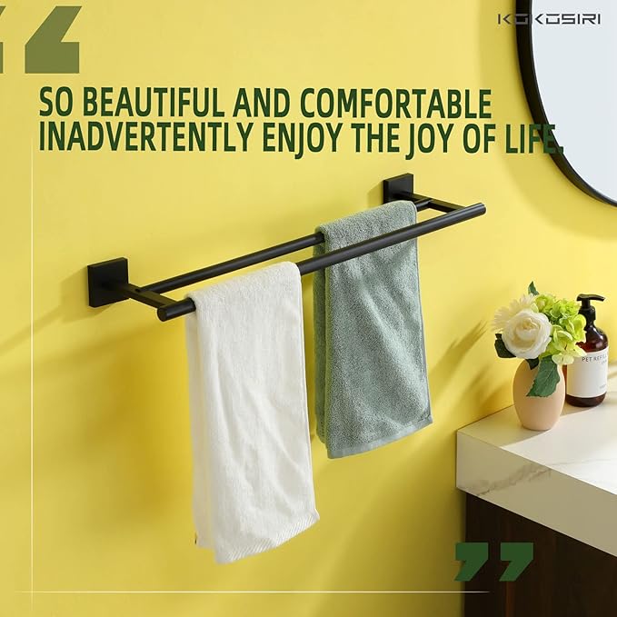 KOKOSIRI Towel Rails Bathroom Double Towel Bars Matte 20 Inch 2-Piece for 2 Pack B5005BK-L20-P2