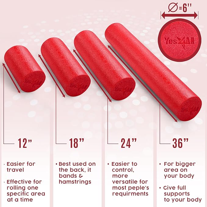Yes4All Soft-Density Round PE 12/18/ 24/36 inch Foam