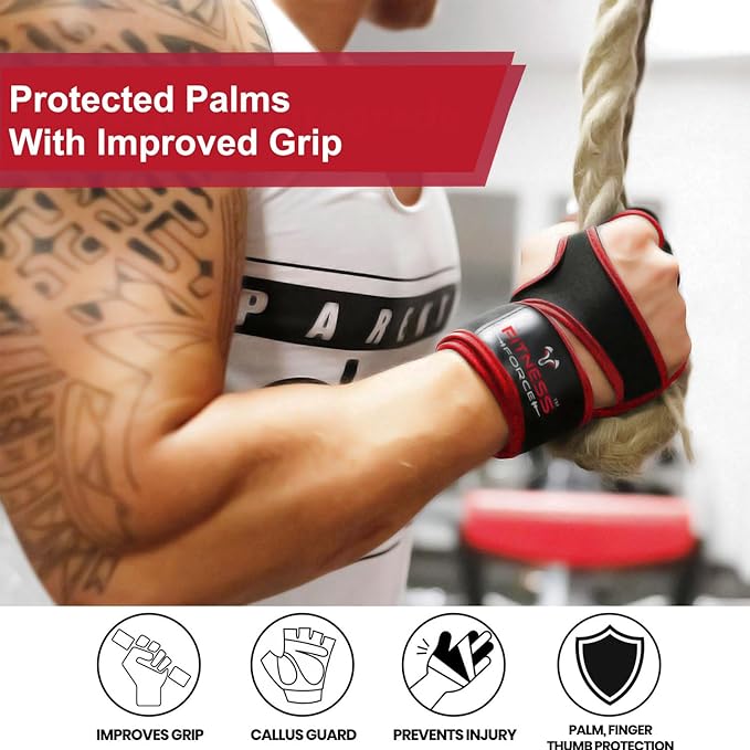 FITNESS FORCE Ventilated Gym Gloves for Men with Built-in Wrist Support for Workouts Weightlifting Gloves Workout Gloves for Women Exercise Fitness Gloves Perfect for Powerlifting, Cross Training