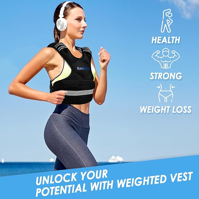 Adjustable Weighted Vest for Women and Men, 4-10lb/11-20lb/20-32lb Weight Vest with 6 Ironsand Weights, Body Weight Vest Exercise Set with Reflective Strip for Strength Training and Workout