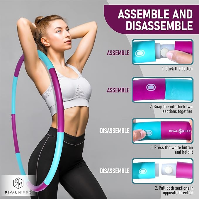 Detachable and Adjustable Weighted Hula Hoop for Adult 8 Push-to-Connect 3.04 Pounds, 36 Inches)