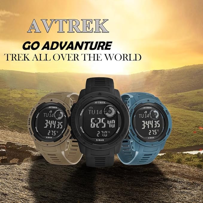 Tactical Watch with Compass,50M Waterproof Pedometer, Digital Altimeter Watch for Outdoor Hiking/Climbing(Cafe)