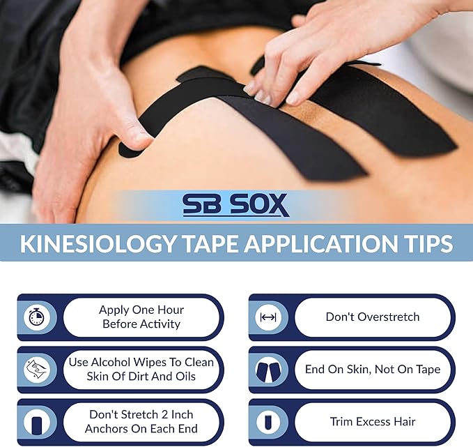 SB SOX Original Cotton Kinesiology Tape Roll – Best Latex Free Athletic Tape for Muscles/Joints – Waterproof, Stretchy, and Gentle on Skin (16ft)