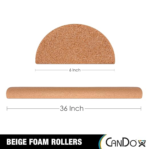 CanDo Beige PE Foam Rollers for Muscle Restoration 6" x 36" Half-Round